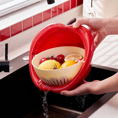 Wash & Serve Double Layer Fruit Drain Basket