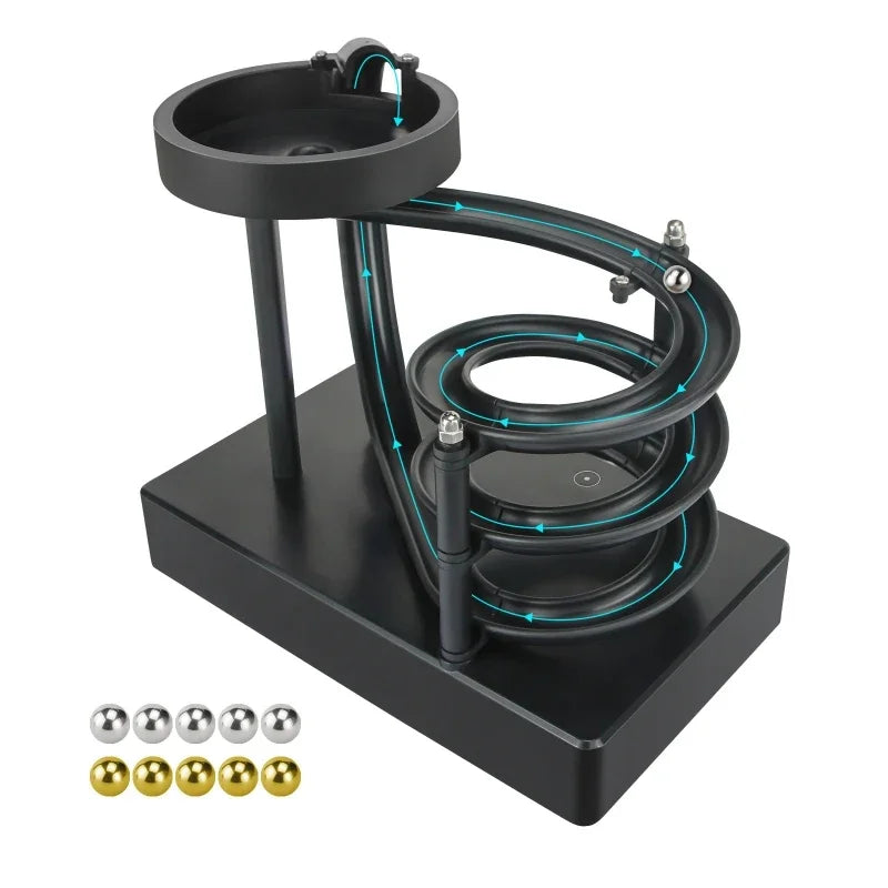 Wooden Perpetual Spiral Motion Kinetic Ball Roller Science Toy - Image 2