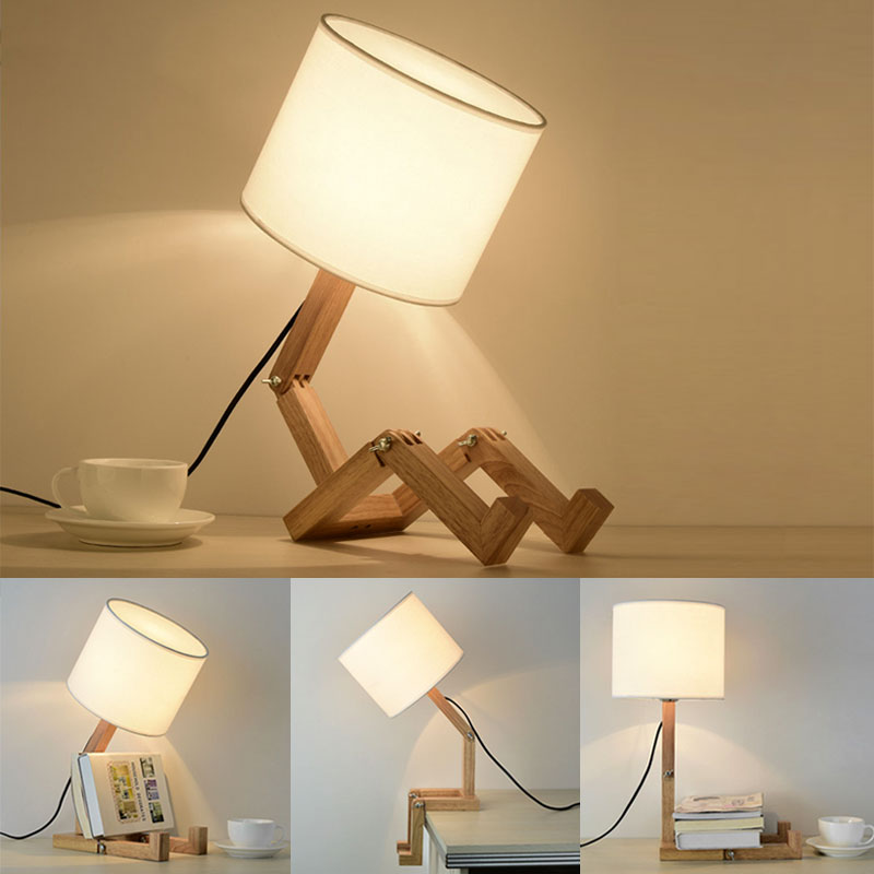 Thinker Wooden Robot Modern Night Lamp - Image 5