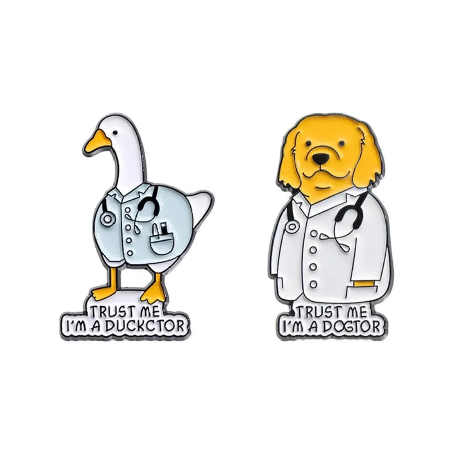Trust Me Dogtor & Ducktor Label Pin