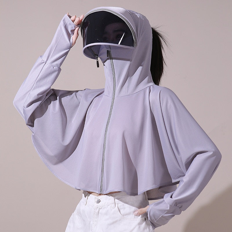 Ice Silk UV Protection Hooded Windbreaker Jacket - Image 1