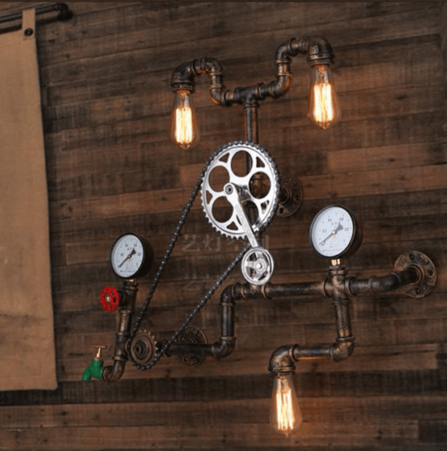 Vintage Gear Wall Light Fixtures Industrial Lighting - Image 1