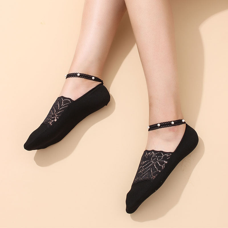 Pearl Lace Anti-slip Comfy Invisible Socks - Image 11