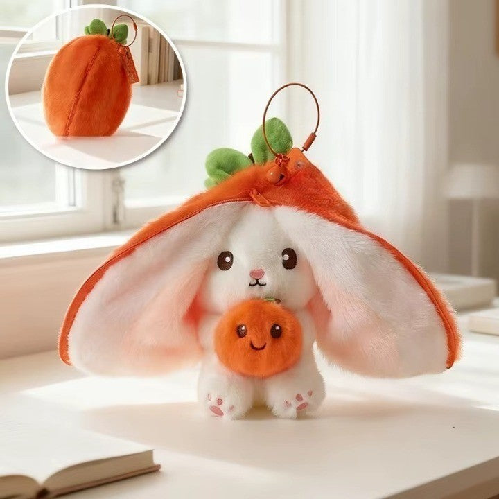 Peekaboo Basket Bunny Reversible Fruit Plush Toy