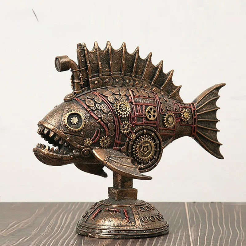 Steampunk Mechanical Blackfish Figurine - Image 0