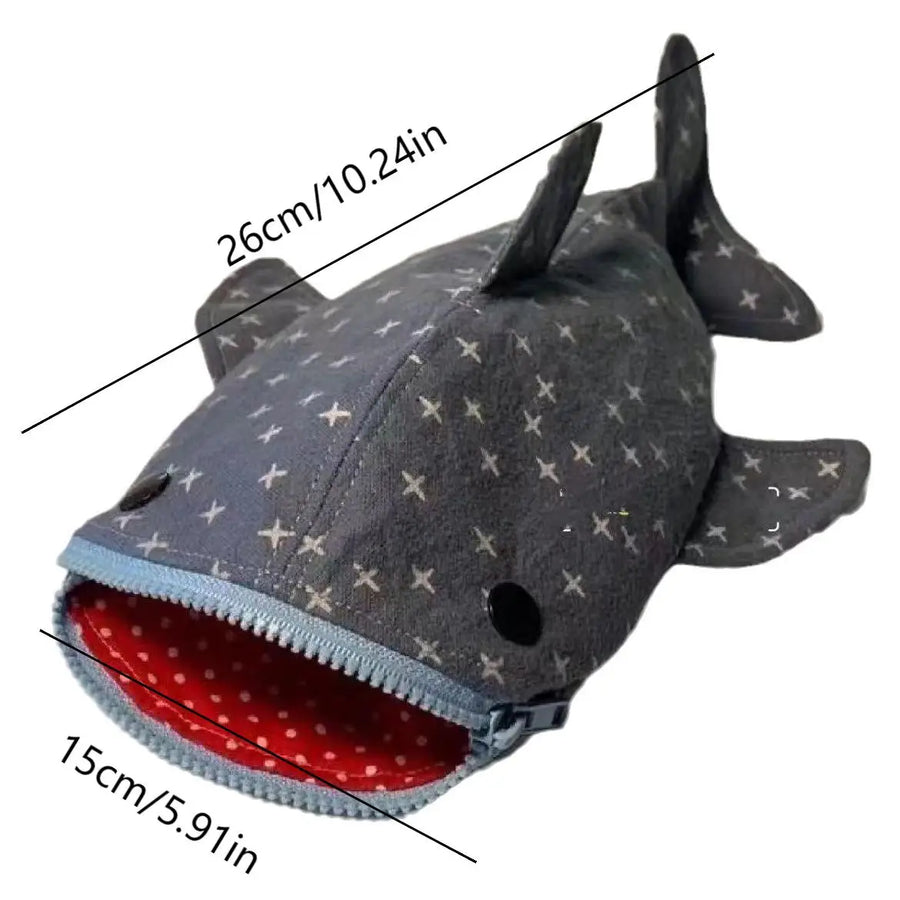 Deep Blue Shark Zipper Pencil Case - Image 3