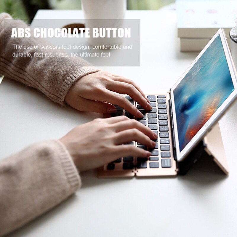 Portable Wireless Foldable Tablet Holder Keyboard - Image 3