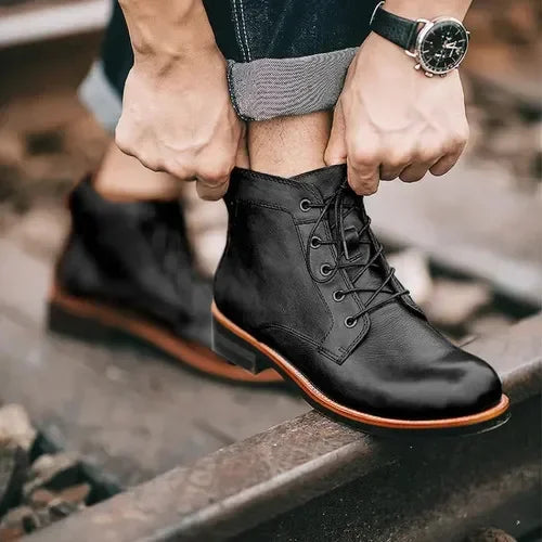Round Toe Casual Ankle Vintage Men Boots - Image 4