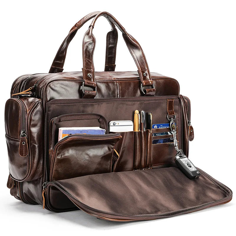 Multifunctional Large Capacity Genuine Leather Vintage Handbag - Image 2