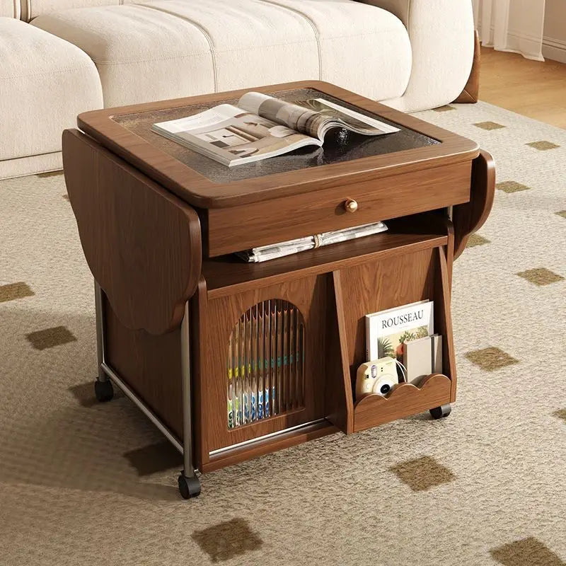 Minimalist Scandinavian Multi-Use Organizer Folding Coffee Table - Image 2