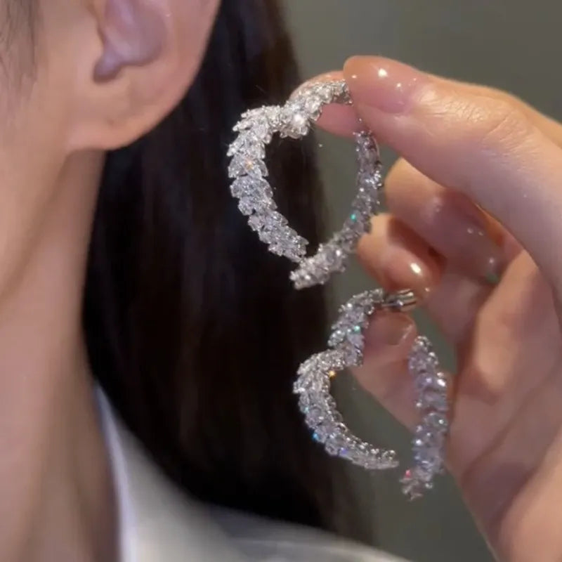 Winter Breeze Zircon Flower Earrings - Image 4