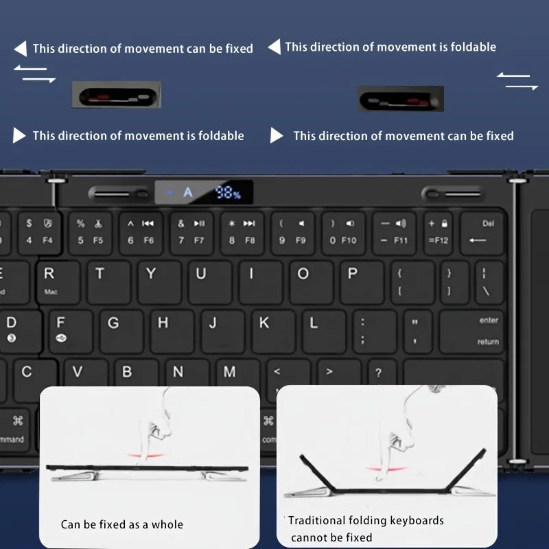 Foldable RGB Wireless Built-in Touchpad Backlit Travel Keyboard - Image 3