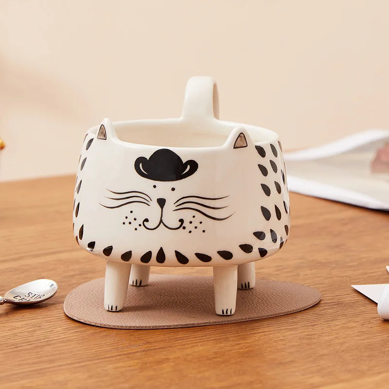 Happy Cat Long Legs Ceramic Mug - Image 1