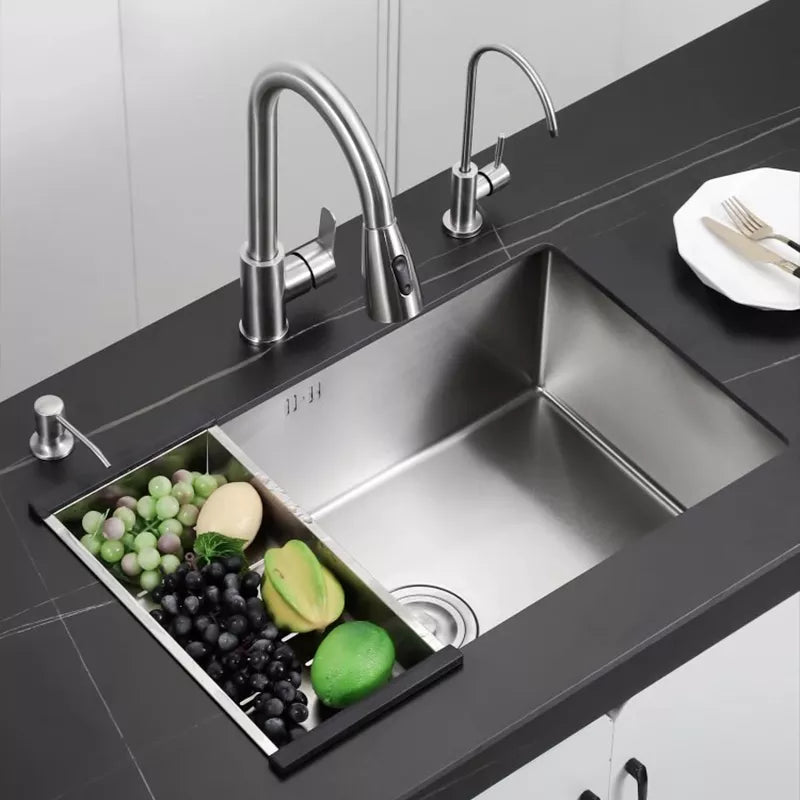 Infinity Edge Steel Artisanal Brushed Kitchen Sink - Image 0