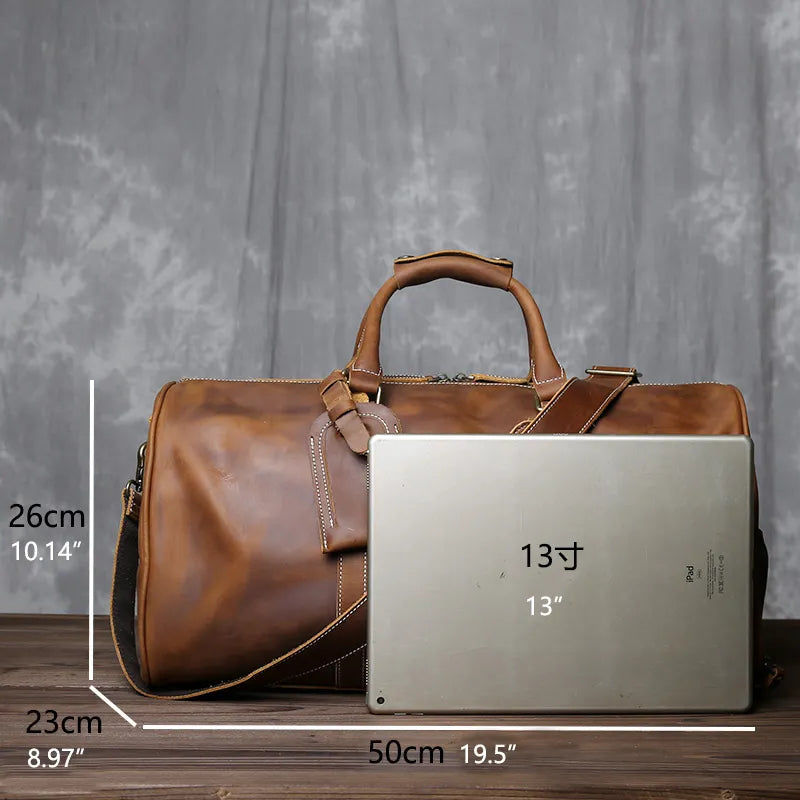 American Style Retro Leather Large Capacity Shoulder Bag - Image 2