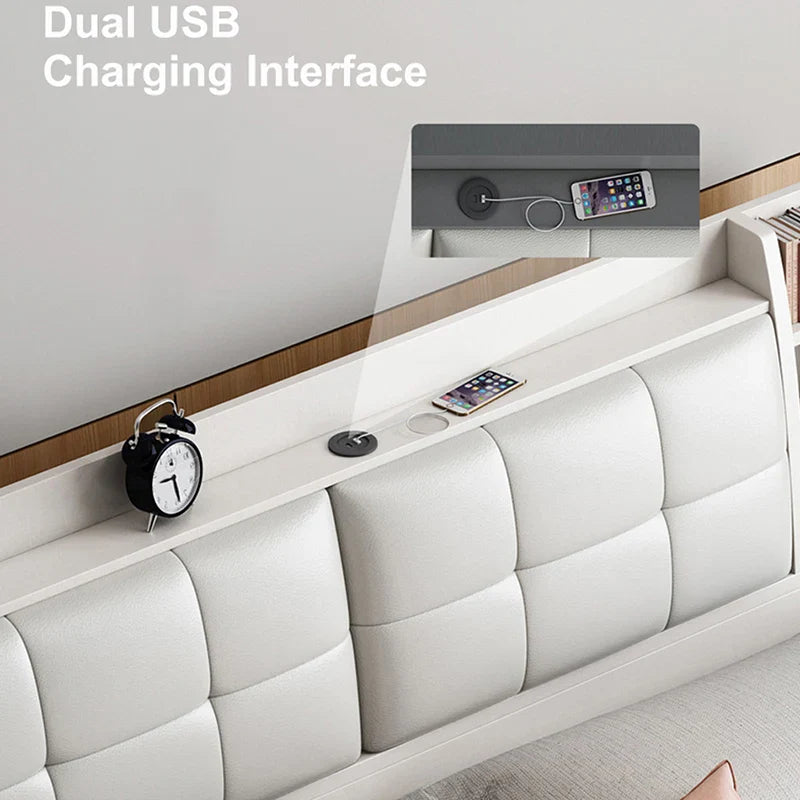 King Space Wooden Built-In Storage Modern Tatami Bed - Image 2
