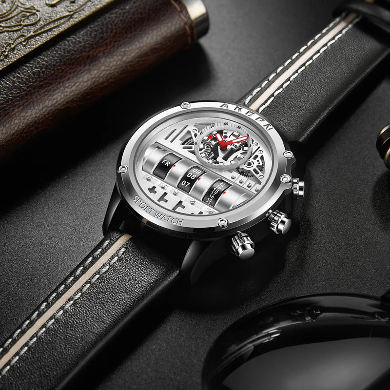 Time Capsule Rotating Calendar Engine Dial Watch - Image 6