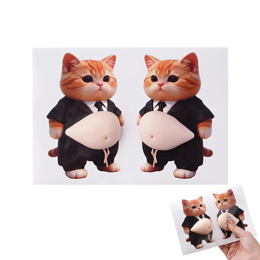 Chubby Cat Belly 3D Door Bumper Sticker - Image 5