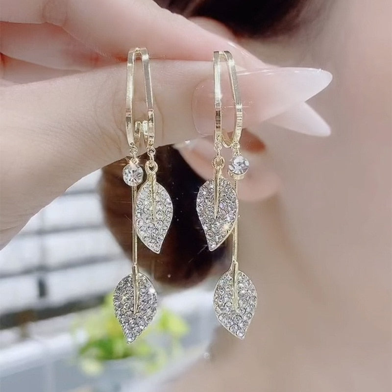 Nature Elegance Crystal Long Tassel Earrings - Image 0