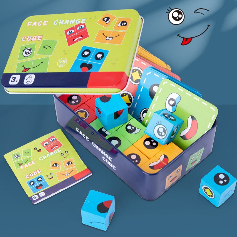 Expressive Face Montessori Cube Game - Image 2