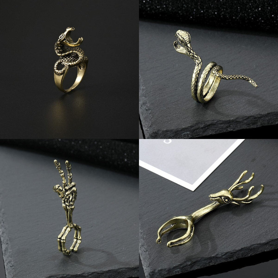 Retro Mystical Time Brass Dragon Ring - Image 1