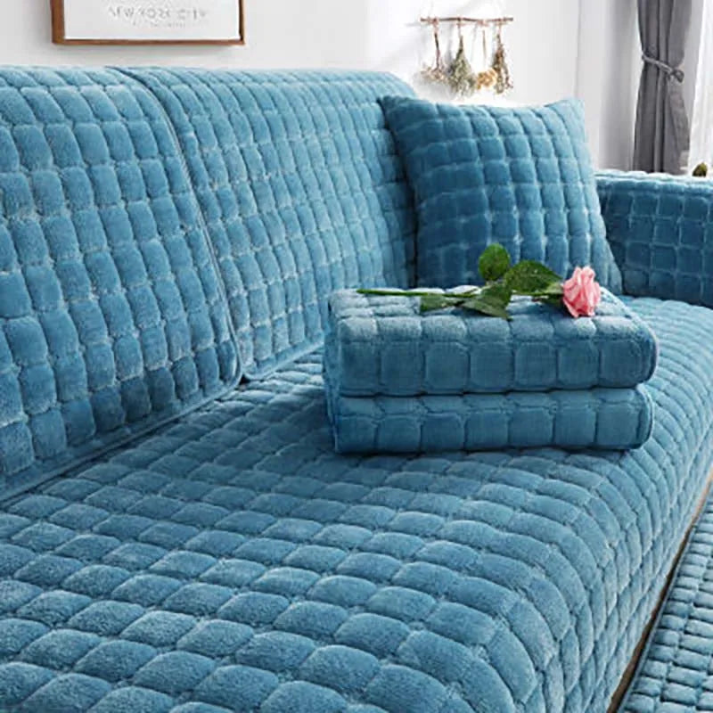 Cozy Soft Thick Plush Non-Slip Sofa Cover - Image 1