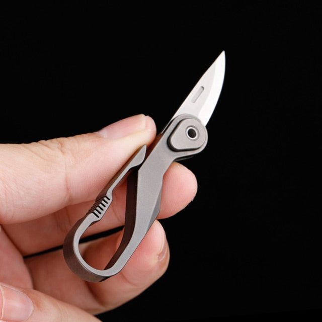 Mini Outdoor Foldable Titanium Knife Keychain - Image 7