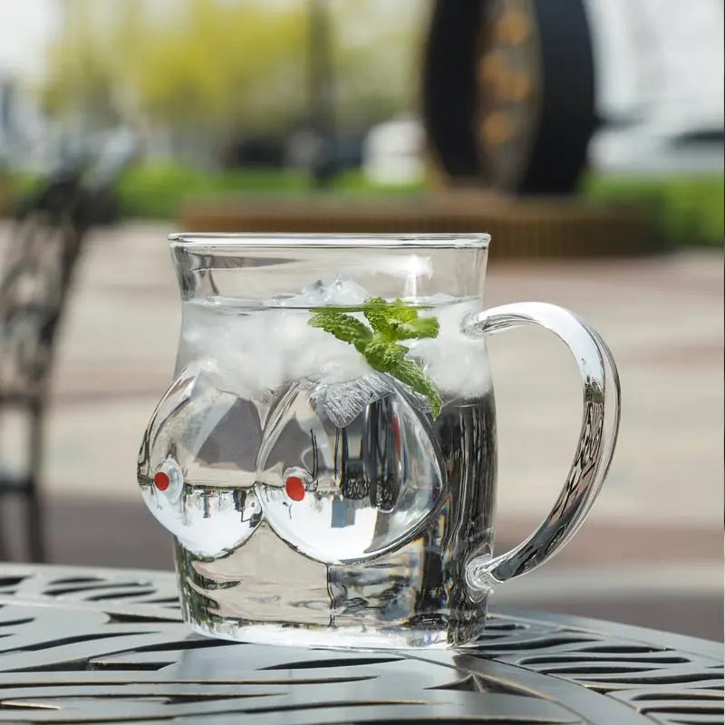 Double-Wall Chesty Shape Glass Funny Mug - Image 8