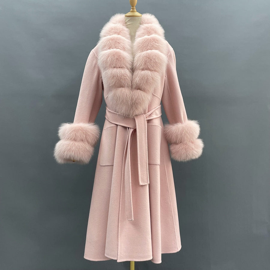 Classy Ladies Collar Cuff Long Coat - Image 4