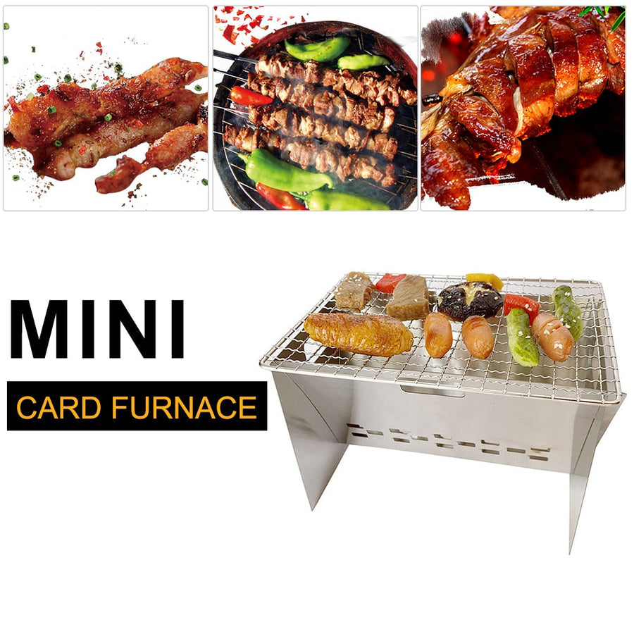 Stainless Steel Portable Folding Camping Mini Grill - Image 2