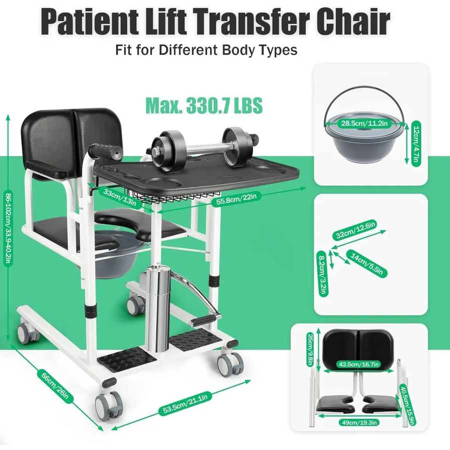 4-in-1 Shower & Transport Hydraulic Patient Lift Nursing Chair - Image 5