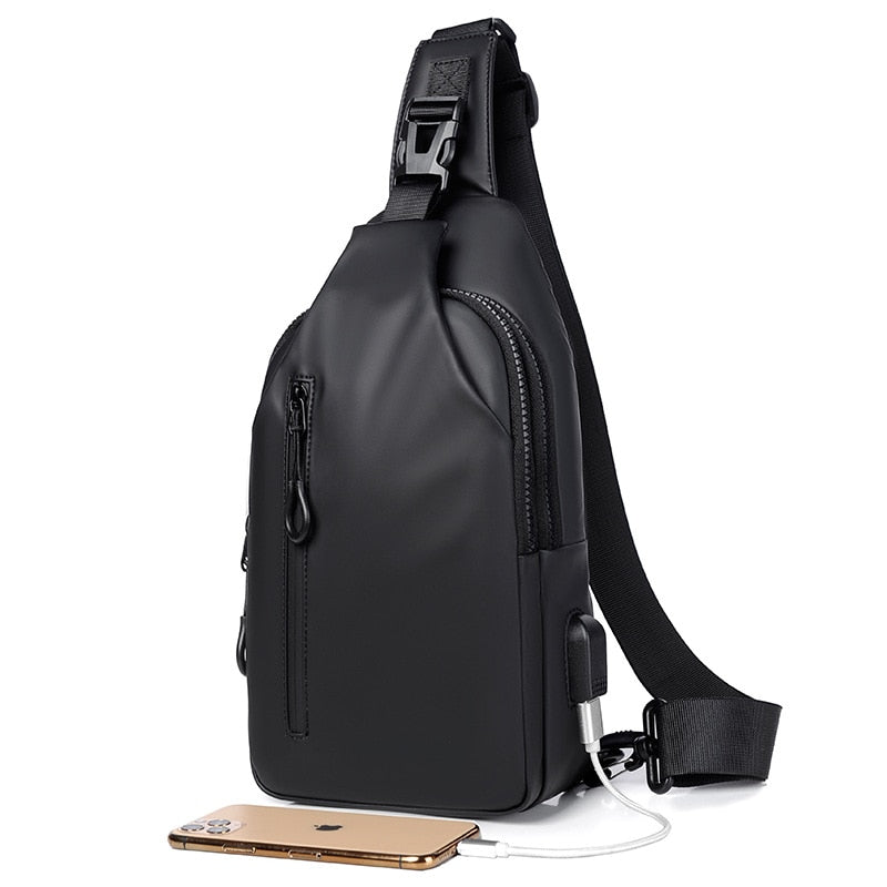 Korean City Waterproof USB Charging Crossbody Bag - Image 7