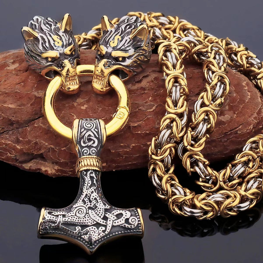 Nordic Viking Wolf Head Stainless Steel Necklace - Image 0