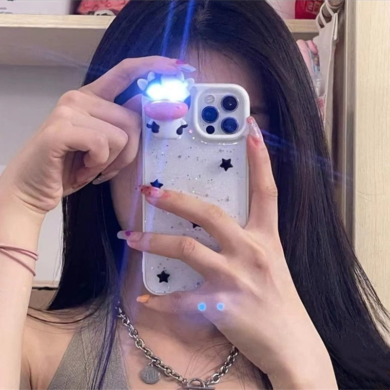Glowing Cow 3D Transparent iPhone Case - Image 1