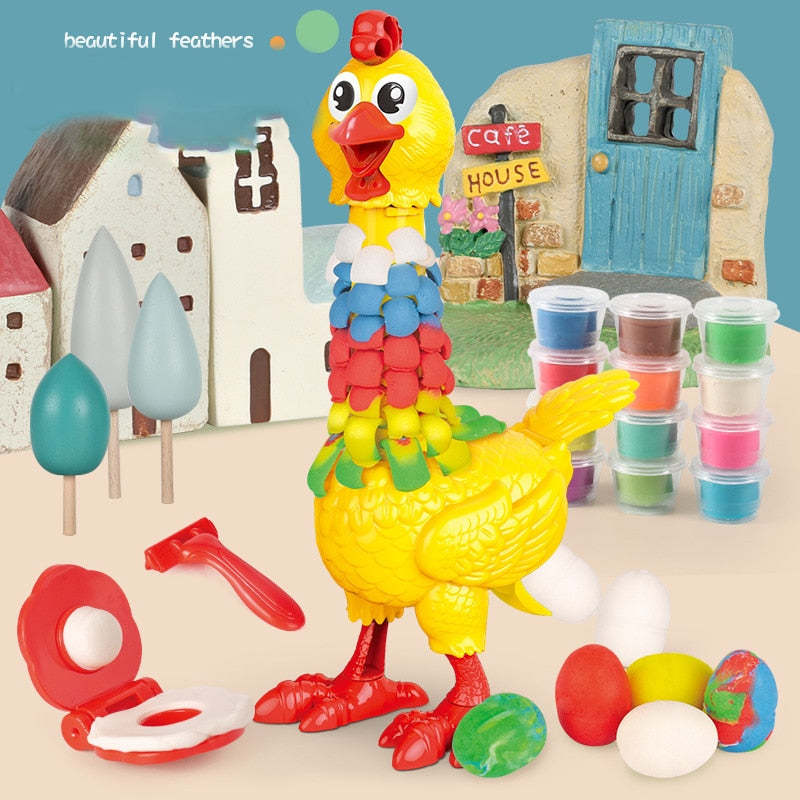 Colorful DIY Silly Feathered Chicken Toy - Image 3