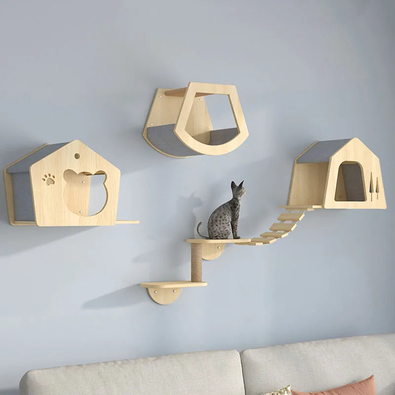 Wooden Cat Wall Climbing Platform Tower - Image 7