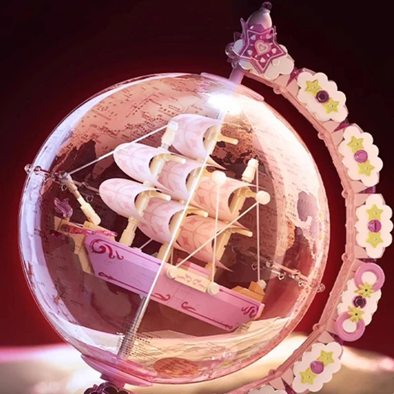 Fantasy Dream Pink Sailboat Globe Decor - Image 3