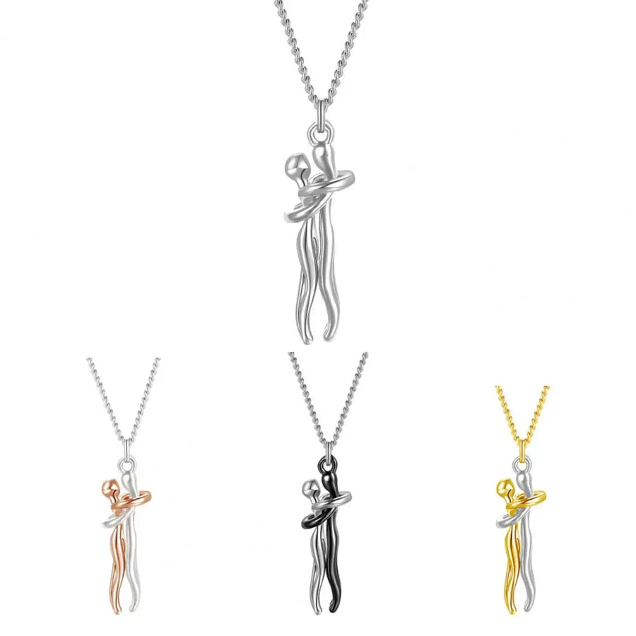 Love Forever Hug Cute Couple Necklace - Image 9