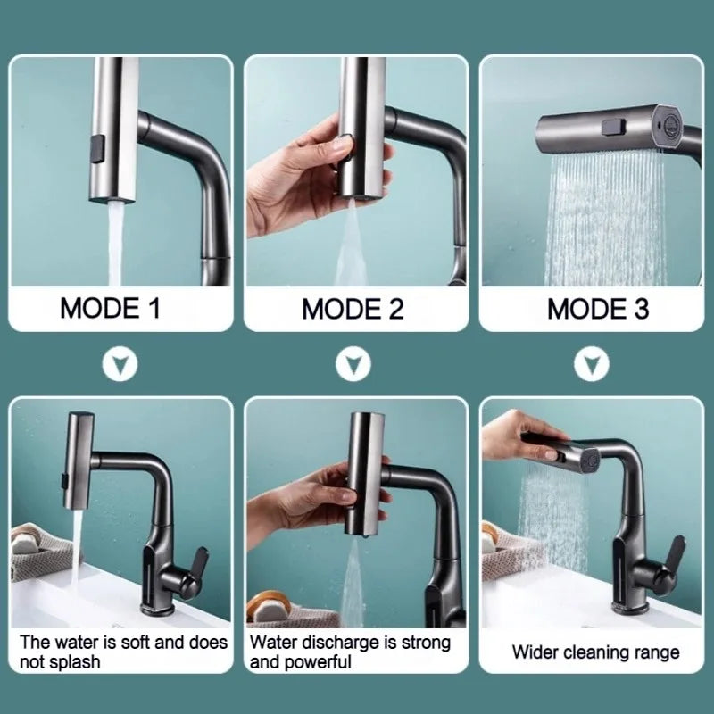 Liftable Digital Temperature Display Waterfall Basin Faucet - Image 3