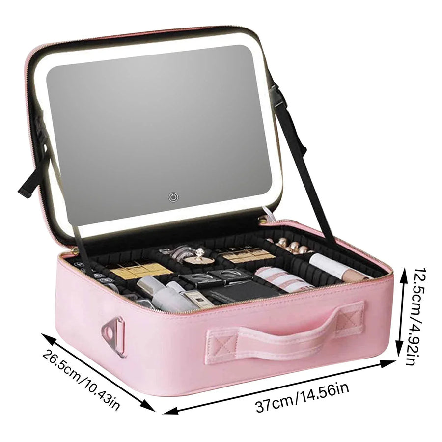 Travel Cosmetic Case LED Mirror Makeup Bag - Image 4