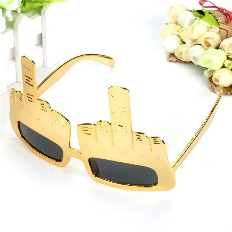 Bold Gold Middle Finger Party Sunglasses - Image 4