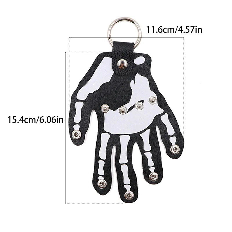 Gothic Skeleton Hand Leather Belt Clip Keychain - Image 3