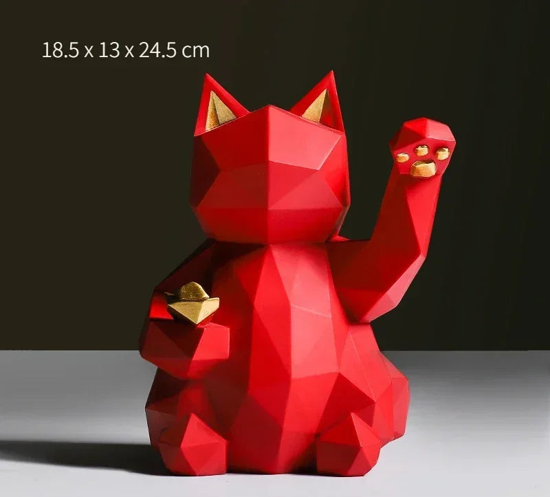 Nordic Minimalism Geometry Lucky Cat Statues - Image 9