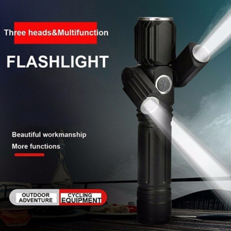 Three Head Rechargeable Rotatable Flashlight - Image 3