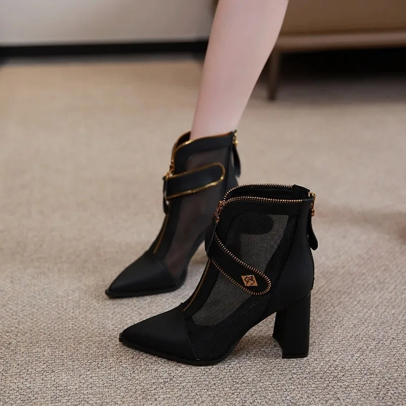 Heel Breeze Stylish Mesh Ankle Women Boots - Image 4