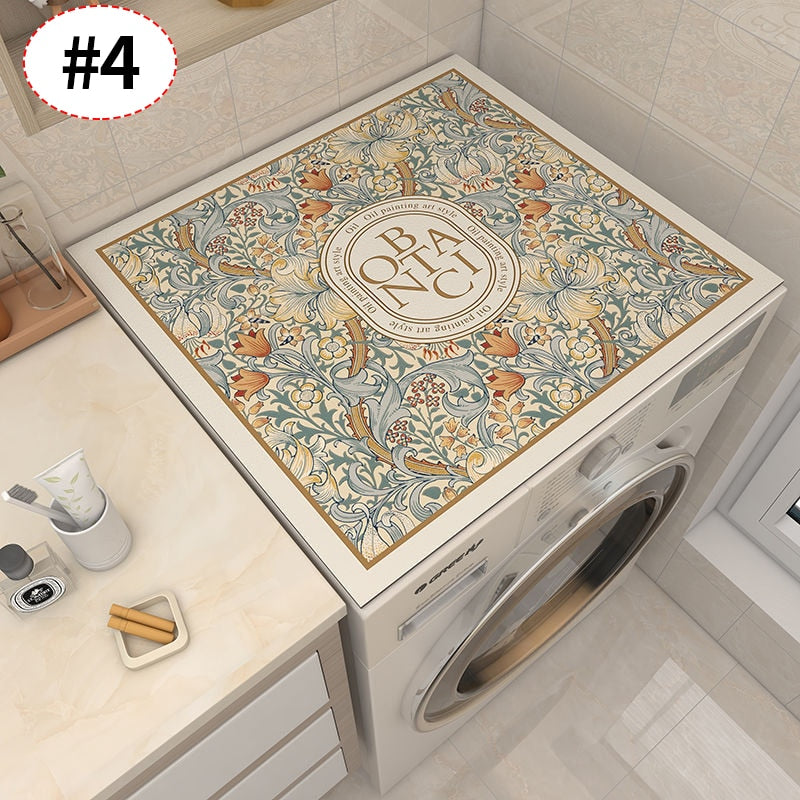 Retro Floral Washing Machine Cover Drainer Mat - Image 7