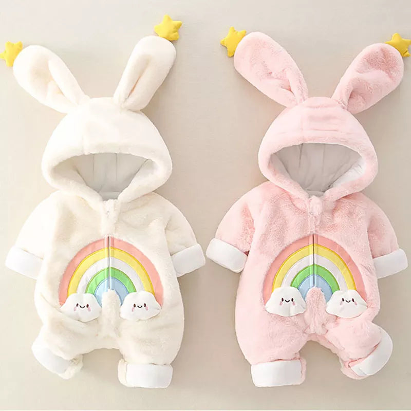 Winter Bunny Cozy Warm Baby Jumpsuit - Image 1