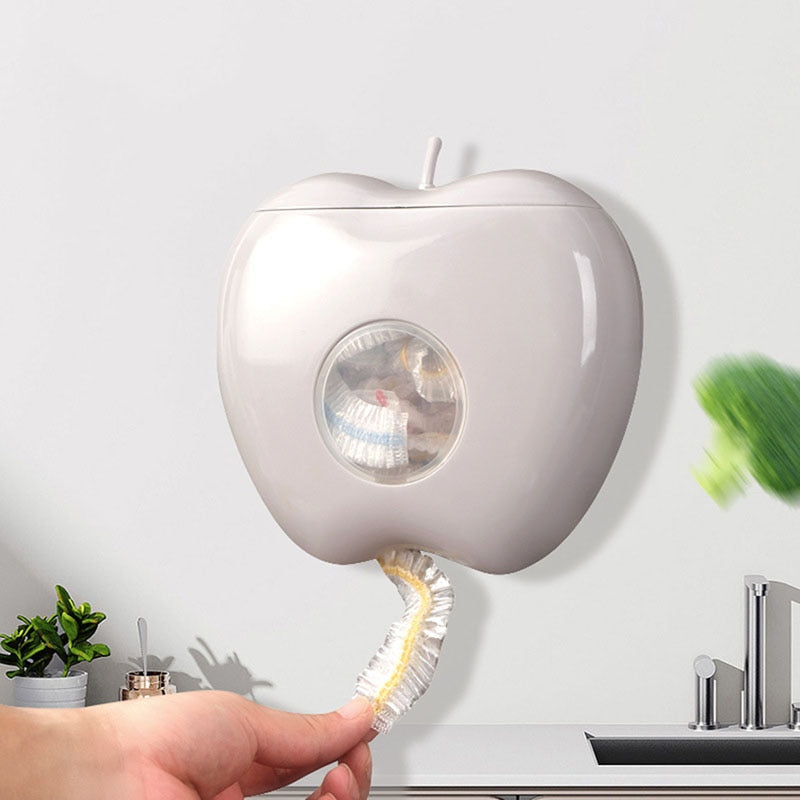 Apple Shaped Wall Mounted Disposable Plastic Wrap Container - Image 1