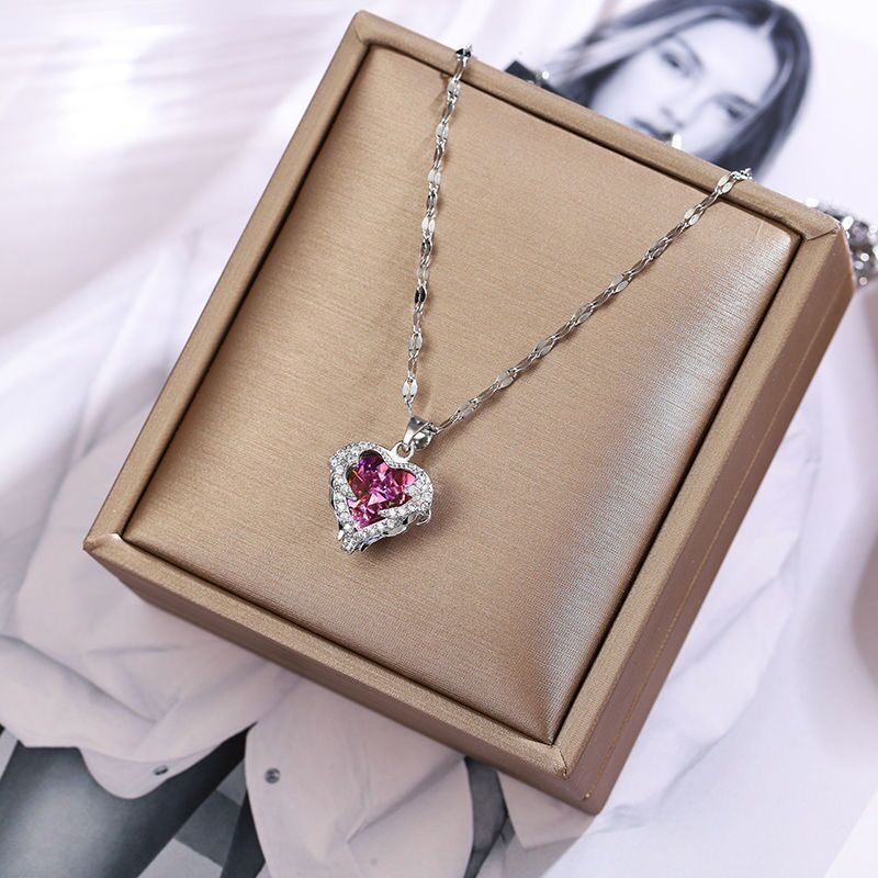 Ocean Heart Stainless Steel Zircon Necklace - Image 6