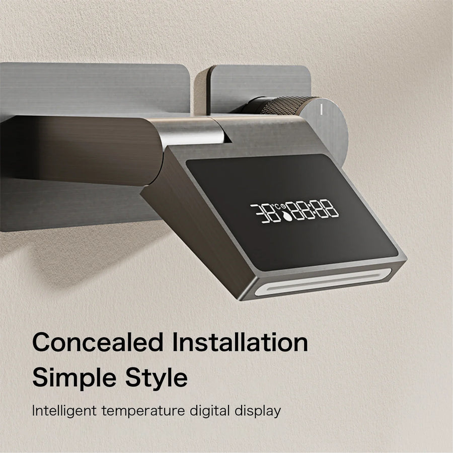 Intelligent Hidden Black Brass LED Digital Faucet - Image 2